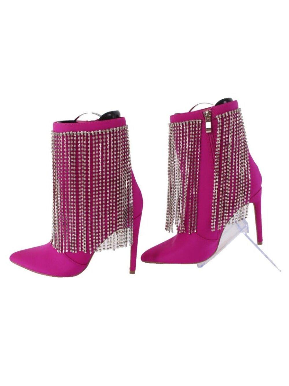 Cathy Din Boots NEW Linia-31 Sz 6.5 Magenta Pink Rhinestones Ankle Fabric 4" - Picture 4 of 8